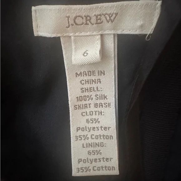 J. Crew•strapless silk mini dress•women’s 6•black/gray floral•peplum/ruffle - Picture 4 of 14